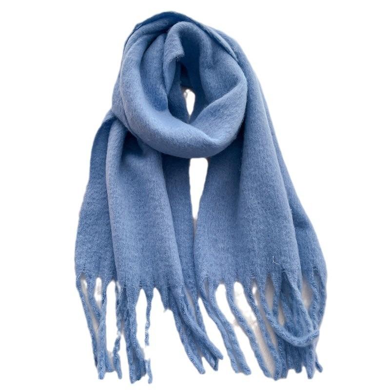 Yu Shuxin blue scarf women's winter warmth thickened Ma Hai plush scarf versatile couple shawl