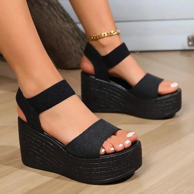Sandals for Women's Foreign Trade In Large Size New Summer Style Sponge Cake Wedge Heel Thick Sole Sandals Waterproof Platform