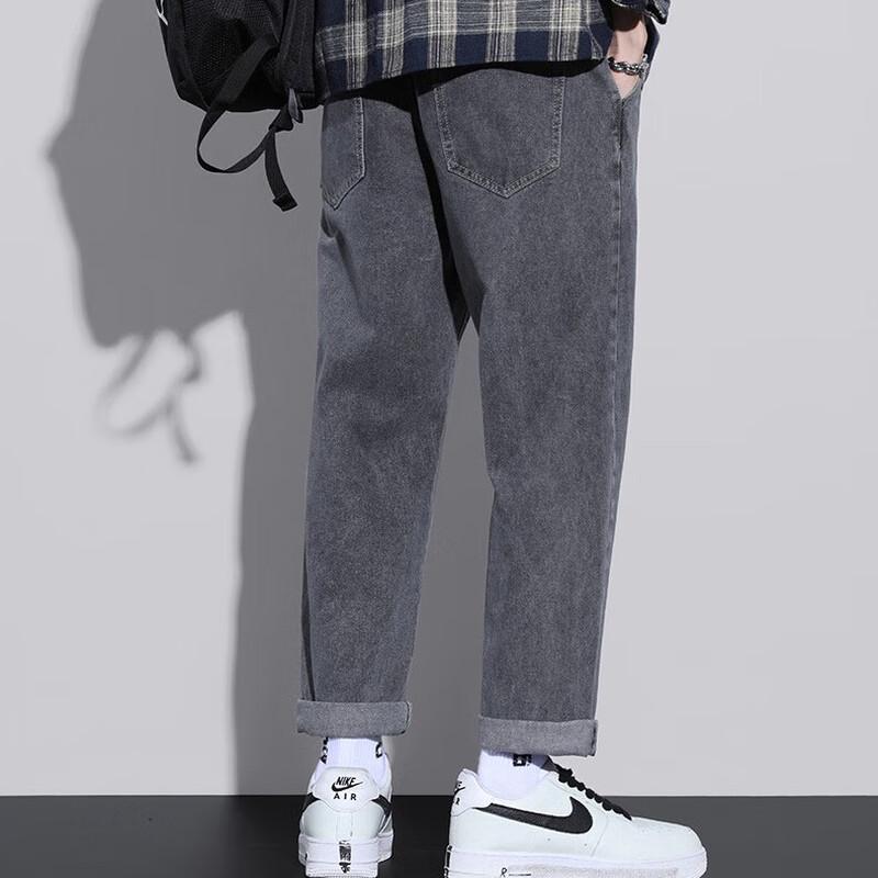 Playboy Men's Loose Straight Fit Cropped Jeans