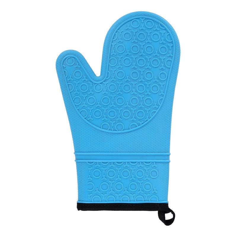 Auf Lager Doppellagiger Silikon-Küchen-Backofenhandschuh mit Baumwollkante