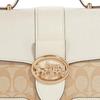 COACH handbag Georgie 22 classic carriage and horse logo lock buckle printed pebble pattern canvas and leather small size women's milk white and light