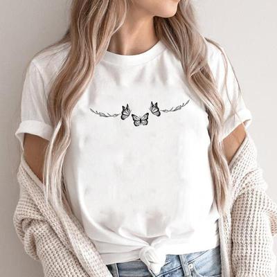 (Taille asiatique) tendance papillon années 90 Vêtements à manches courtes Imprimé Femme Décontracté Mode T-shirt pour femme T-shirt graphique T-shirts