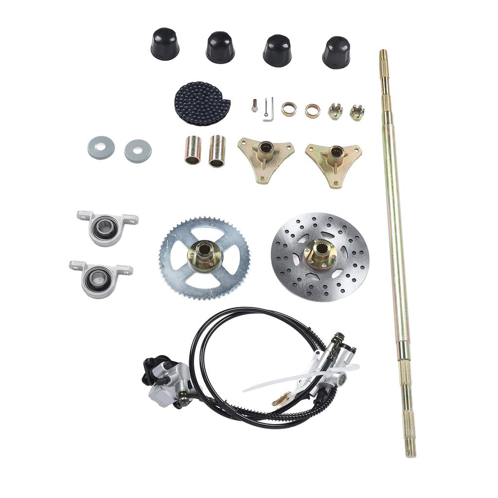 Sada zadní nápravy pro motokáru 29 palců, pastorek, řetěz, brzdový kotouč, třmen, náboje kol