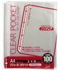 Plus Refill Paper, Transparent, A4, 1 Pocket, 4-30 Holes, Value Pack of 100 Sheets, RE-161TA 87-600