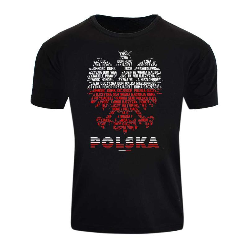 Polen Adler Wortkunst Schwarzes T-Shirt