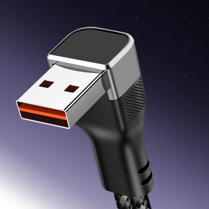 Nylon Braided USB Extension Cord USB to Type c USB Splitter 66W Power Delivery 90Degree Bend Design for Compactly Space
