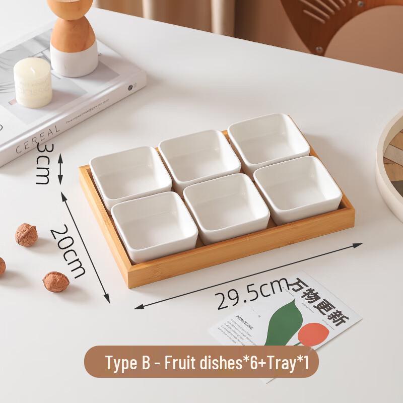 Divided Japanese-Style Snack and Fruit Platter Set