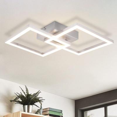 NETTLIFE Modern LED Ceiling Light 24 W, 4000 K, 2 Silver Square Ceiling Lights, 2850 LM, Suitable for Bedrooms, Living Rooms, and Hallways