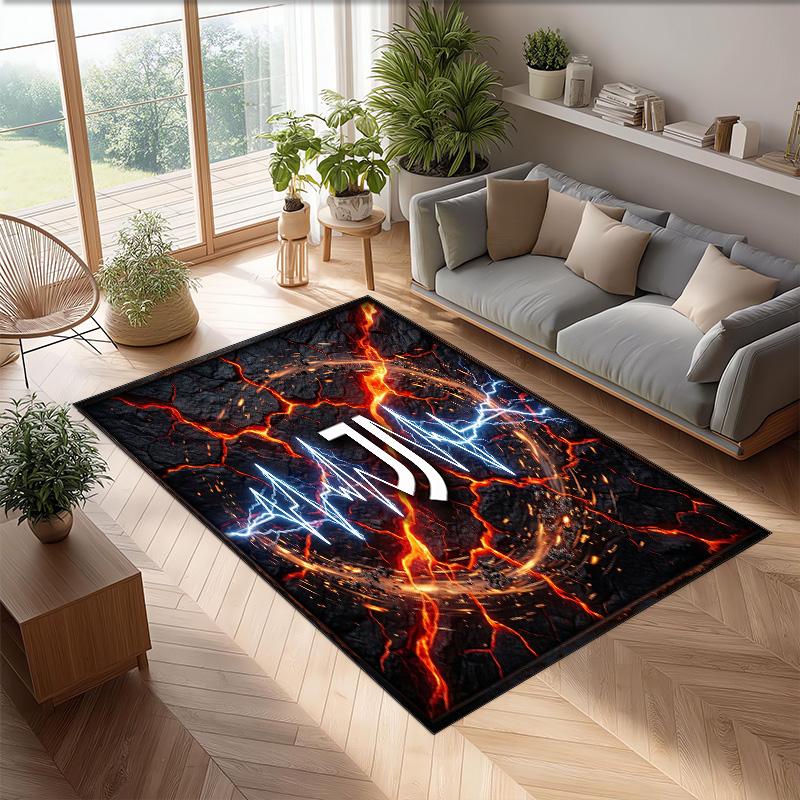 Juventus FC Printed Flannel Area Rug Non Slip Soft Polyester Floor Carpet Indoor Decor Mat for Bedroom Living Room Sofa