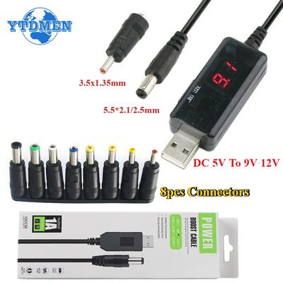 DC 5V To 9V 12V USB Boost Converter 5.5*2.1mm Step-up Converters Cable Module with 3.5x1.35mm Adapter Connecter Plug
