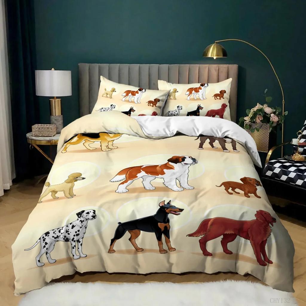Cute Dogs Bedding Set For Kids Adults Cartoon Corgis Dog Design Duvet Cover Pillowcase Bed Linen Kawaii Style Single Double Size