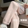 Women High Waist Fleece Lined Harem Jogger Pants Loose Cuff Ankle Windproof Sports Sweatpants For Autumn Winter