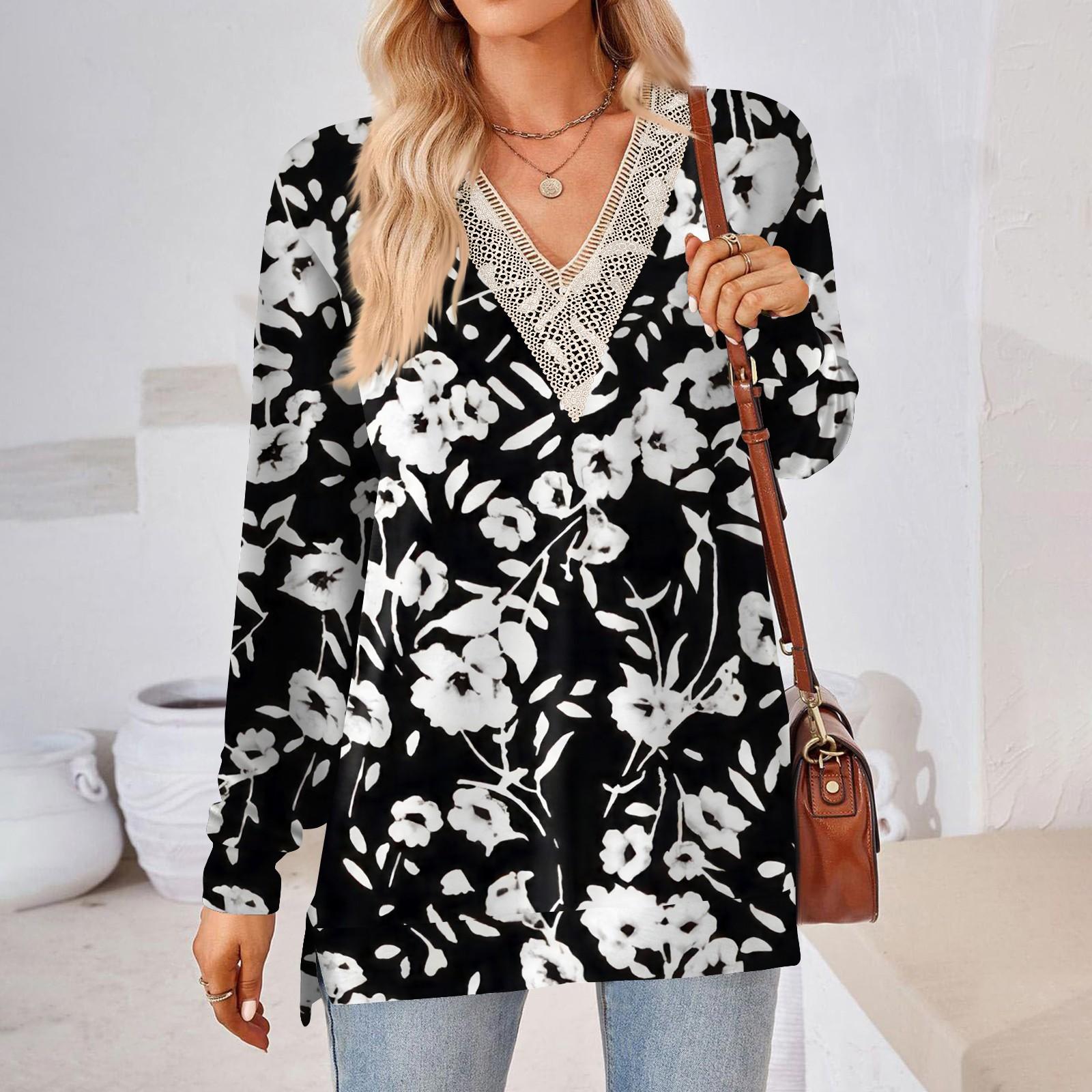 

Женские топы Свободные свободные футболки с длинными рукавами контрастного цвета и разрезом Женские топы XL тёмно-синий