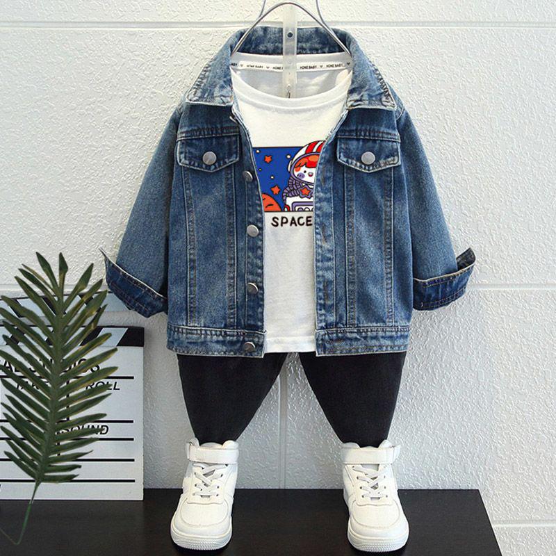 K-pop Monster Hunter Girls' Denim Jacket - Spring/Autumn Trendy Lapel for Medium/Large Kids