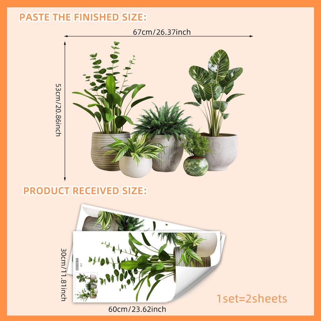 Ms7168 Creative Large Plant Potted Wall Sticker Living Room Balcony Room Decoration Wall Sticker Large Quantity Negotiable