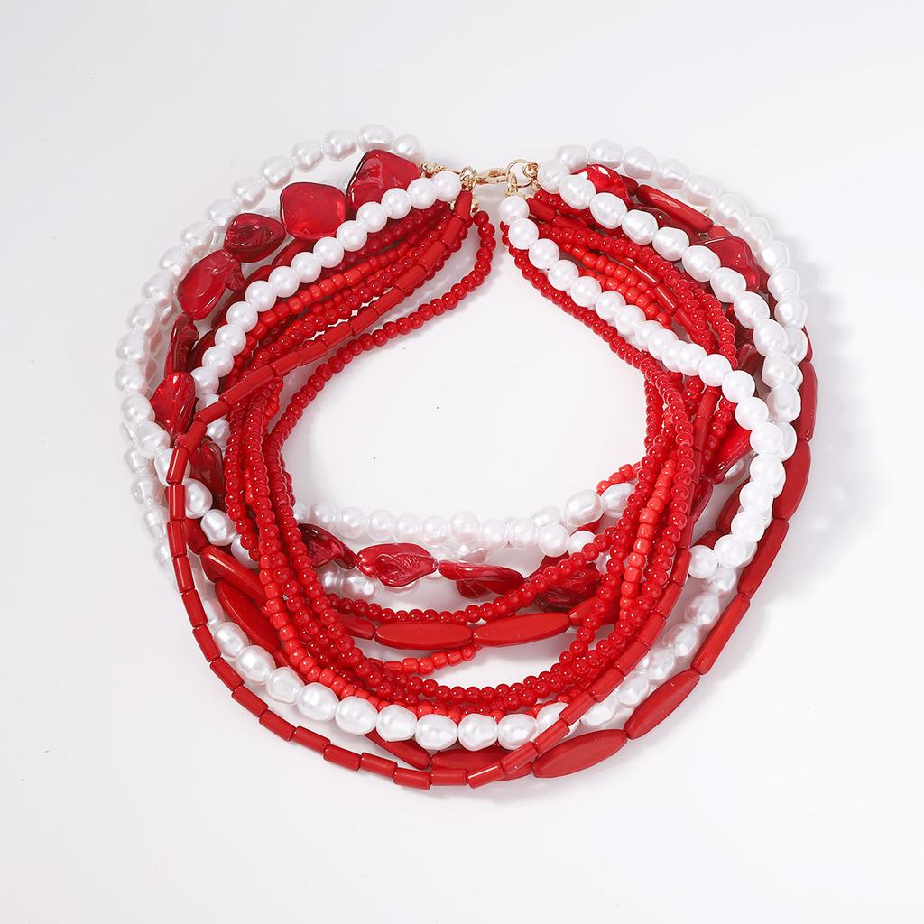 Gothic Personality Handmade Beaded Baroque Imitation Pearl Multi-layered Necklace, Beach Fashion