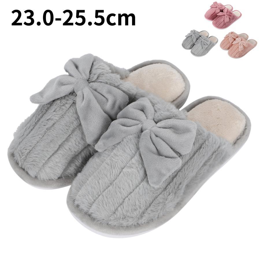 

[Aigoda] Women s slippers, indoor, cute, ribbon, stylish, warm, winter room shoes, Scandinavian style, washable, chewy