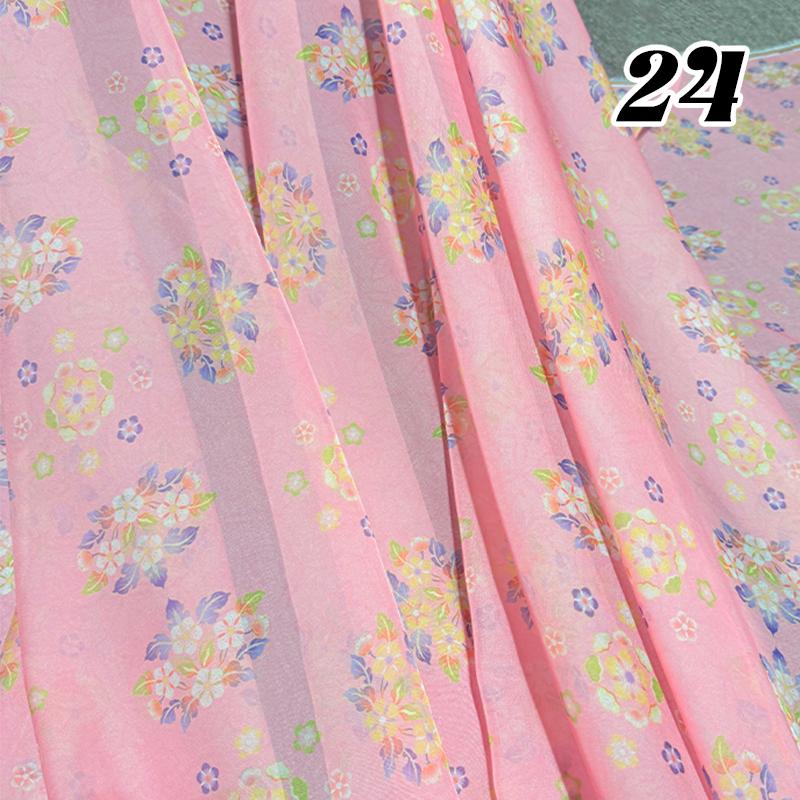 100*150cm Tecido Chiffon Floral Estilo Chinês Grupo de Chá Estampa Floral Tecido DIY Vestido Hanfu Fantasia de Dança de Casamento Decoração