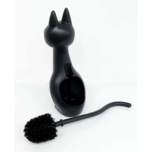 Sankin Shoji Cat Tail Toilet Brush, Black, Approx. W11.6 X D14.5 X H38cm ME3713