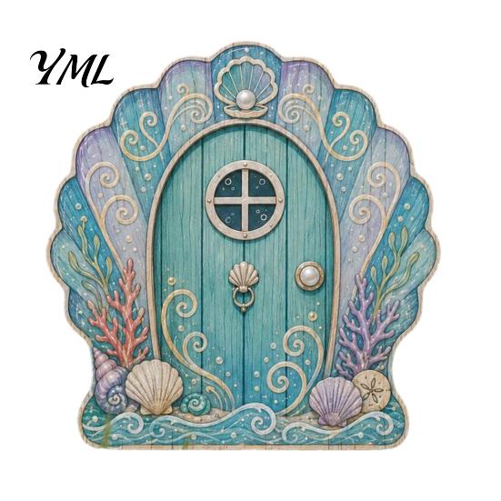 Small Fairy House Accessories Mini Wooden Door, 2D Flat Miniature Garden Rustic Nordic Style Decor Gate for DIY Craft, Dollhouse Accessory,