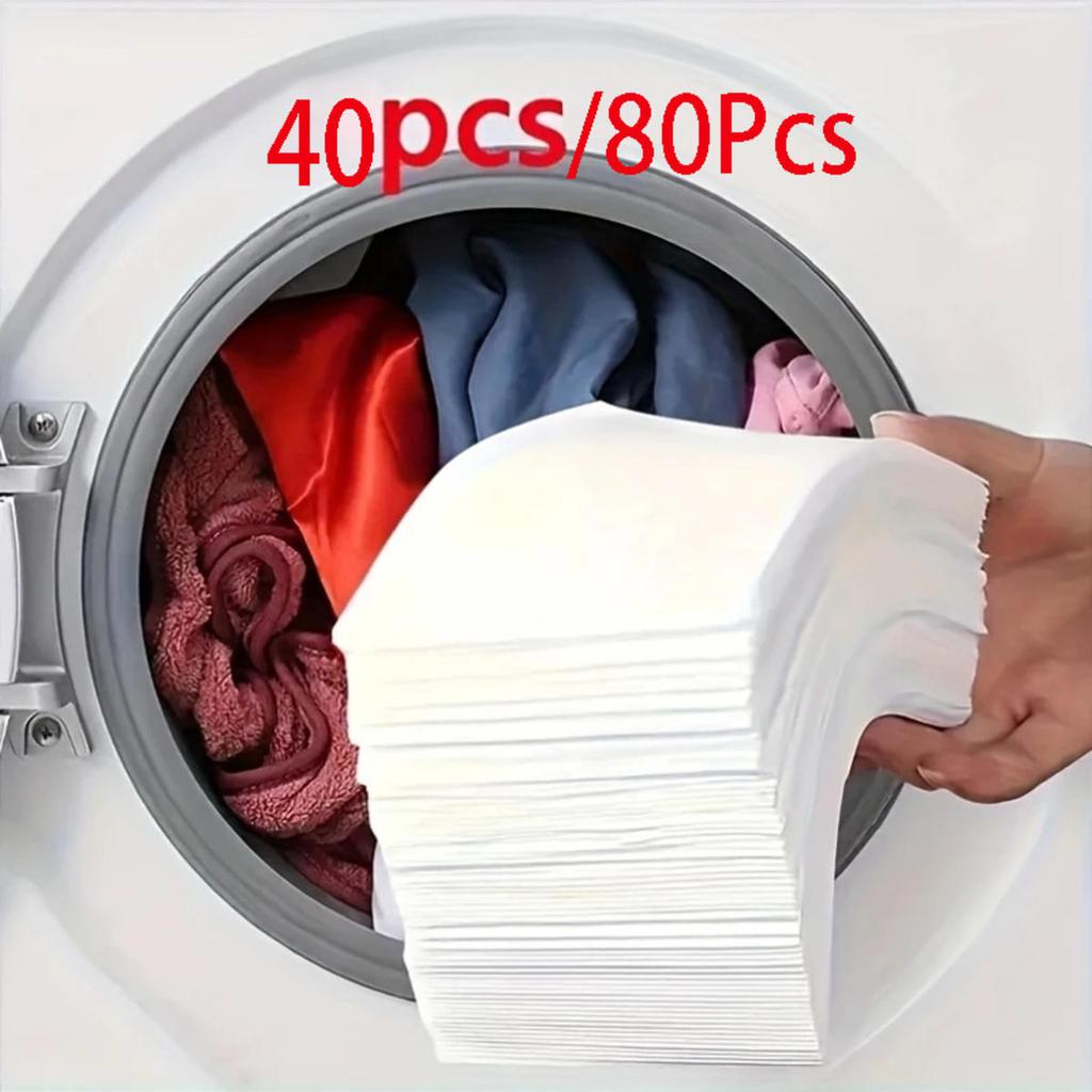 40/80/120Pcs Color & Dirt Capture Disposable Sheet for Mixed Clothes Anti-staining Anti-Cross-dyeing Towel Washing Machine Cleaning Laundry Tablets