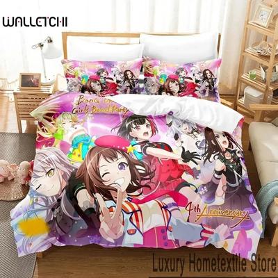 3D Druck BanG Dream Anime Mädchen Band Party Bettwäsche Set Jungen Mädchen Twin Queen King Size Bettbezug Kissenbezug Bett Jungen Erwachsene