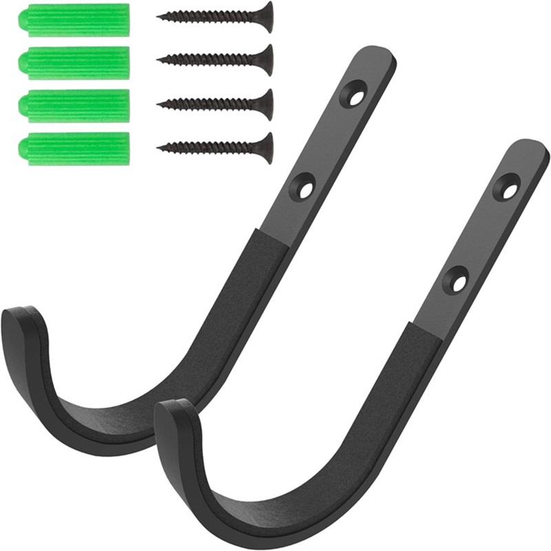 2Pcs Wall Mounted Gun Rack Metal Storage Hooks J Shape Hooks For Guns Firearms Organizer Hanging Hooks