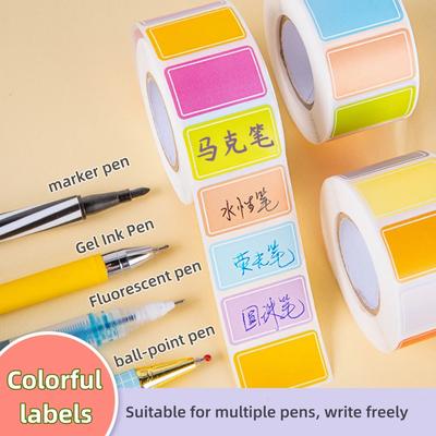 Colored Labels Stickers 500PCS Moving Box Labels Removable Rectangle Moving Labels Stickers Adhesive Solid Colors Tags