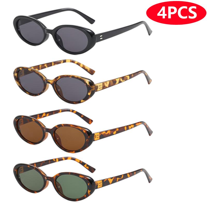 4pcs/7pc Small Oval Sun Glasses Vintage Oval Sunglasses Men Small Oval Sun Glasses Retro Fashion Women Sun Glasses Oculus
