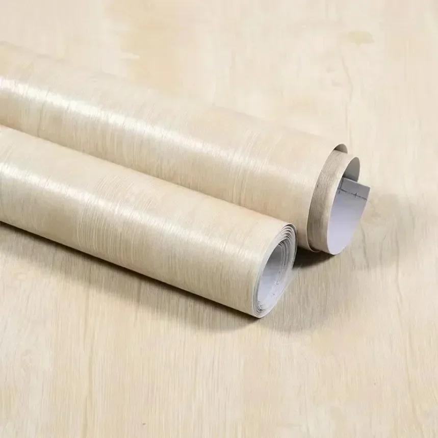 80cm/Wood Grain Vinyl Wallpaper Roll Waterproof Home Desktop Cabinet Door Furniture Renovation Stickers Peel Home Decorations