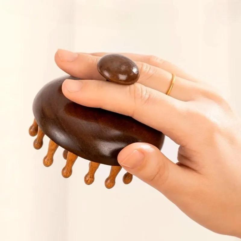 Multi-Functional Head Meridian Comb Wooden Therapy Massage Comb Scalp Massager Natural Sandalwood Hair Brush Body Massage Tool