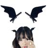 2Pcs Halloween Black Wings Hairpin, Funny Bat Devil Hairpin Stereo Duckbill Clip Holiday Dress Up Headdress