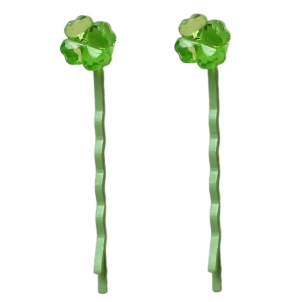 Creative Green Hair Pins Hair Clip for Girls Kid Barrettes Sparkling Clovers Handmade Hairpins Lovely Hairpin