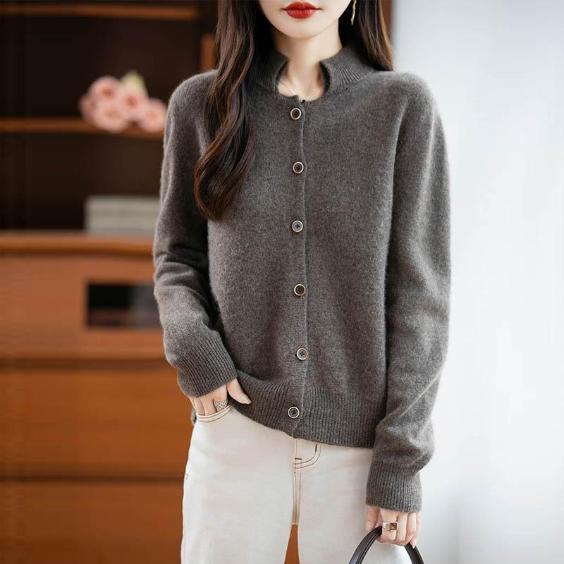 Autumn And Winter New Soft Waxy Wool Cardigan Women'S Loose Thickened Sweater Jacket Knitted Top Wool Sweater With Fashion Outside