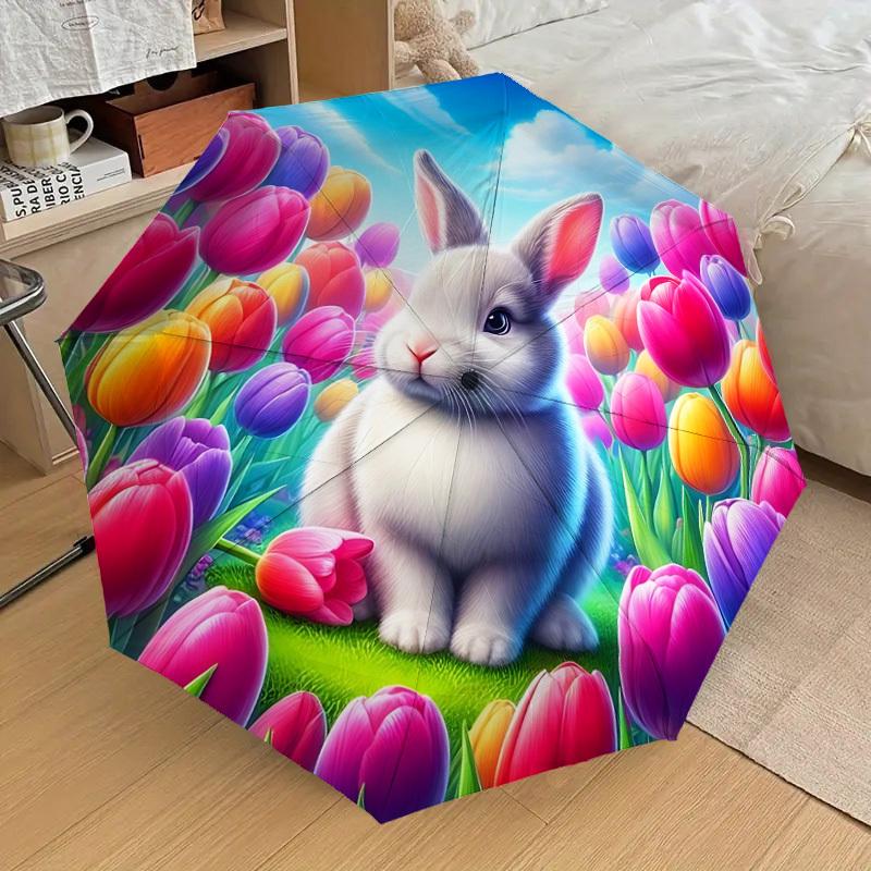 1pc rabbit flower Pattern Umbrella  Automatic Opening and Closing Umbrella, High quality Umbrella, Ideal Gift for Her 244