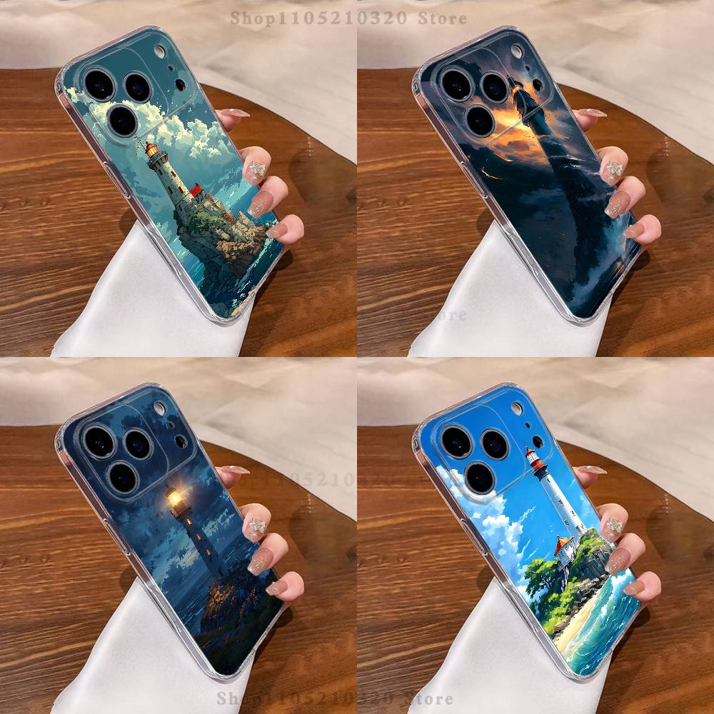 Lighthouse Anime Phone Case For iPhone 17,16,11,15,13,14,12,Air,Mini,Plus,Pro,Max,Plus,E Clear Soft Shell