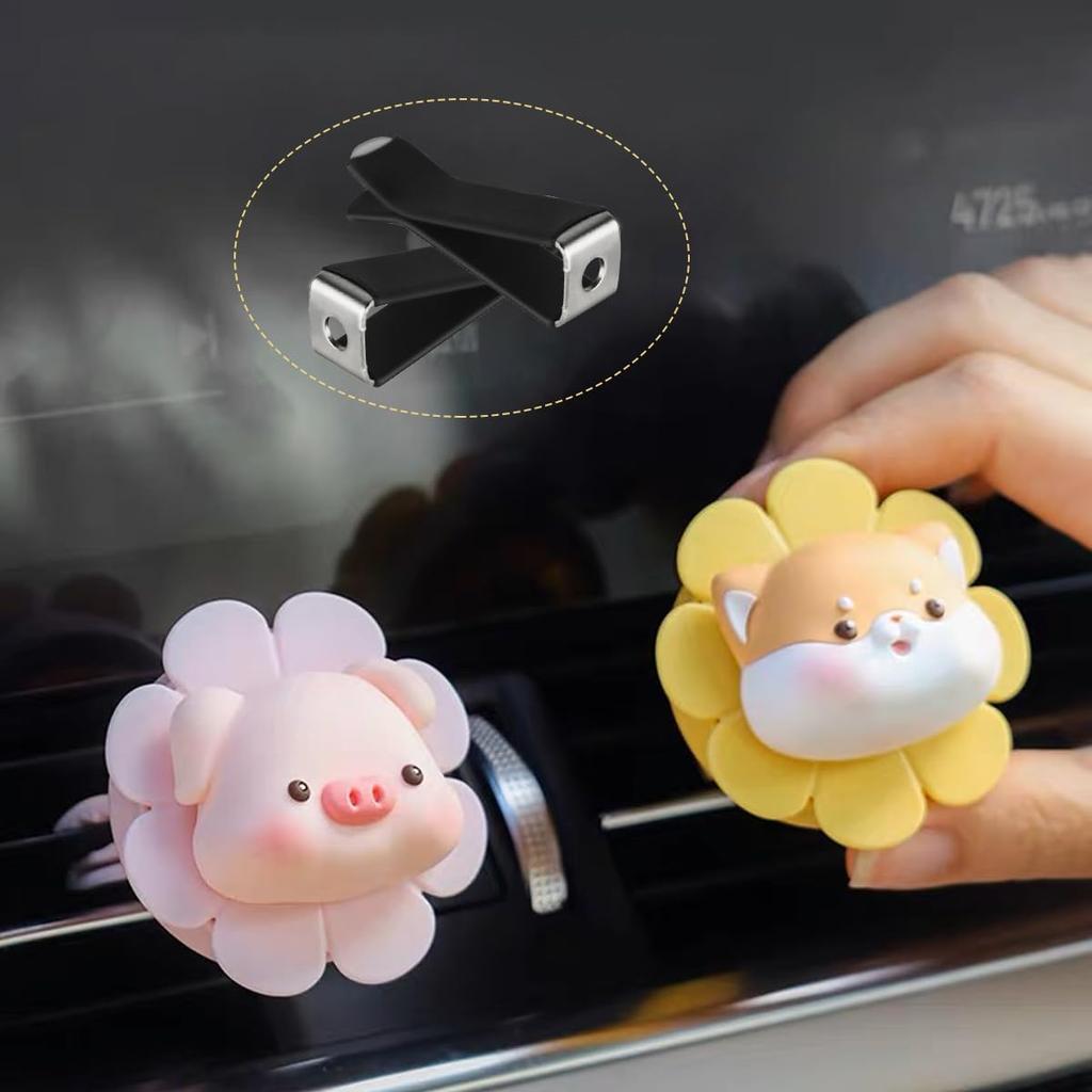 60 Pieces Square Head Car Vent Clips Auto Air freshener Outlet Clips with 1 Storage Box, 9mm Auto Air Conditioner Outlet Clips (Black)