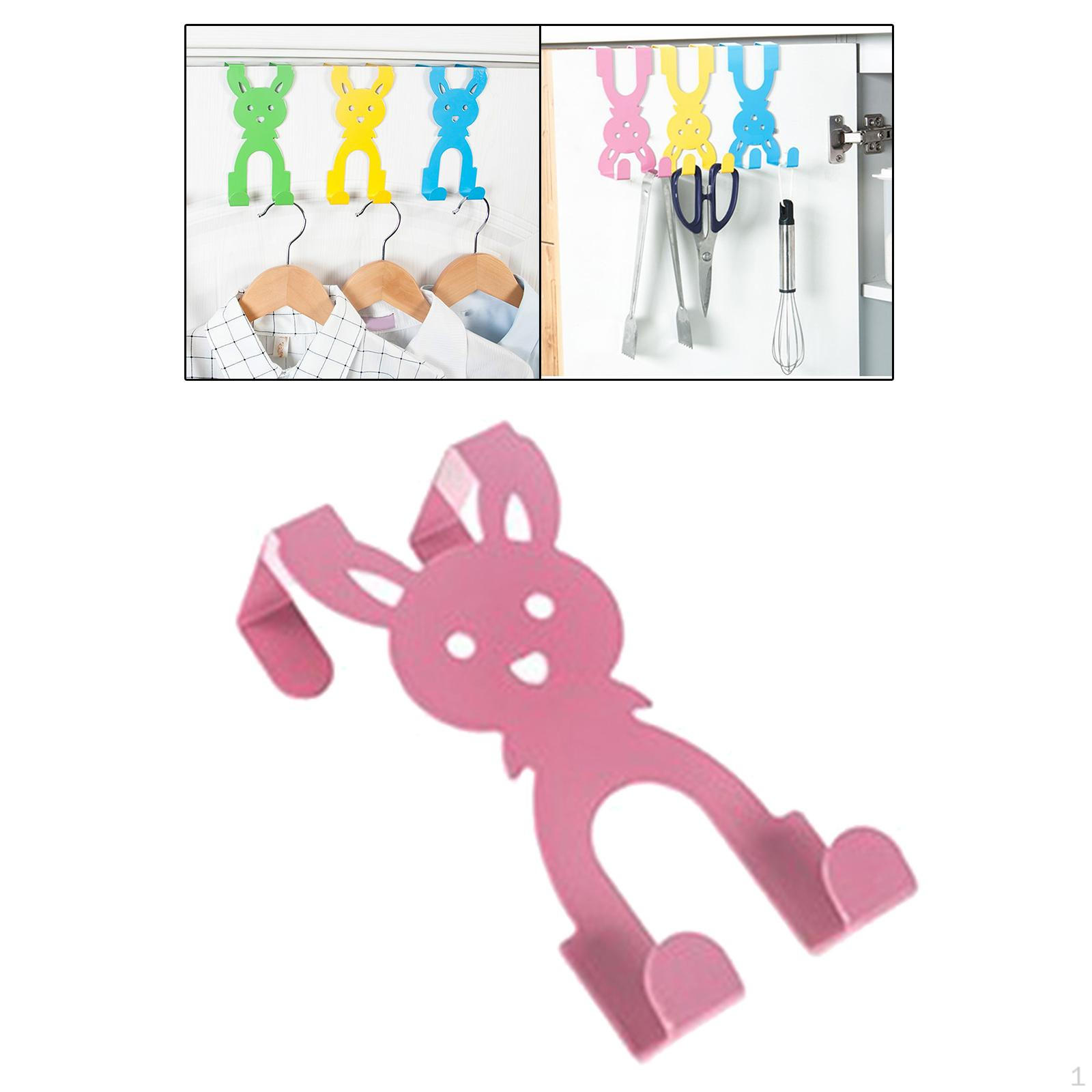 

Double Hook Hanger Over The Door No Punching Bunny Shaped Coat Hooks Iron And Closet рожевий