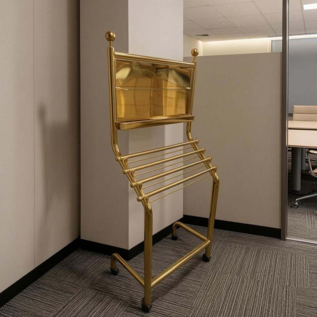 Magazine Rack Floor-Standing Catalog Holder Gold for Librarians