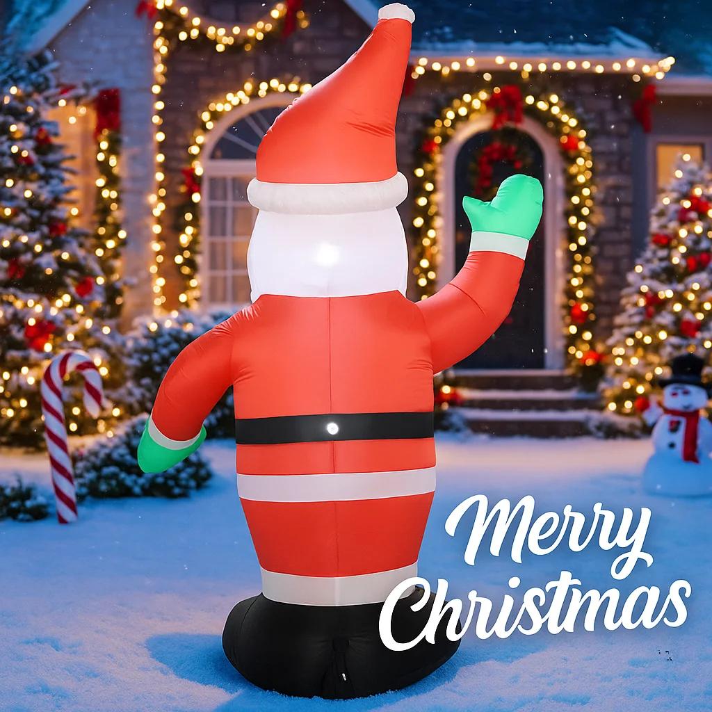 7.87FT Christmas Inflatable Toys with LED Light Santa Claus Wave Hand Supplies Home Ornament Festive Gift Xmas Yard Decoration