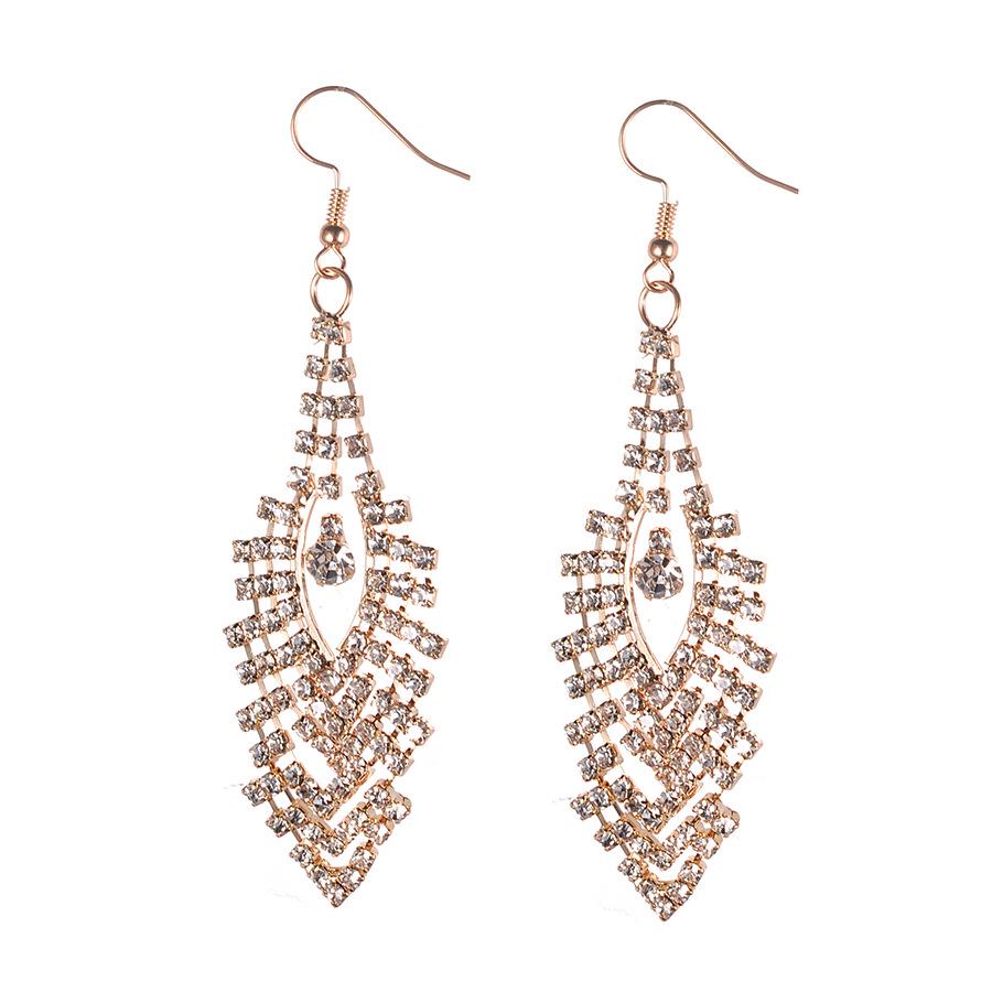 European  American Style Rhinestone Crystal Teardrop Earrings