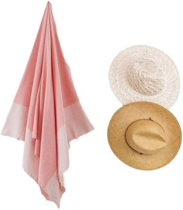 Fouta de Plage Nid d’Abeille 100% coton Grande Taille- Douceur et confort – Serviette de Plage - 100x200cm - 100 x 200 cm - Rose