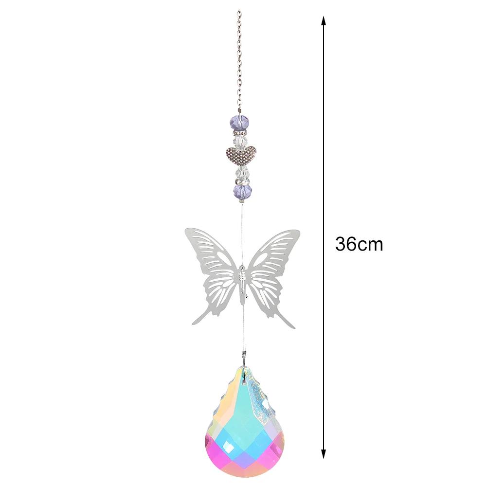 Crystal Windchimes Sun Catcher Star Moon Hexagon Prisms Hanging Pendant Wind Chime Sun Light Catcher Garden Window Home Decor