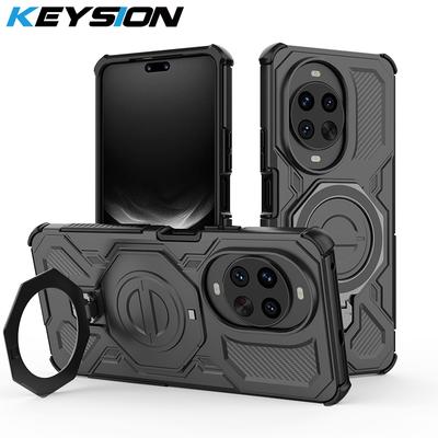 KEYSION Shockproof Magnetic Case for Huawei Nova 14 Pro TPU+PC Upright Live Metal Ring Stand Phone Back Cover for Huawei Nova 14