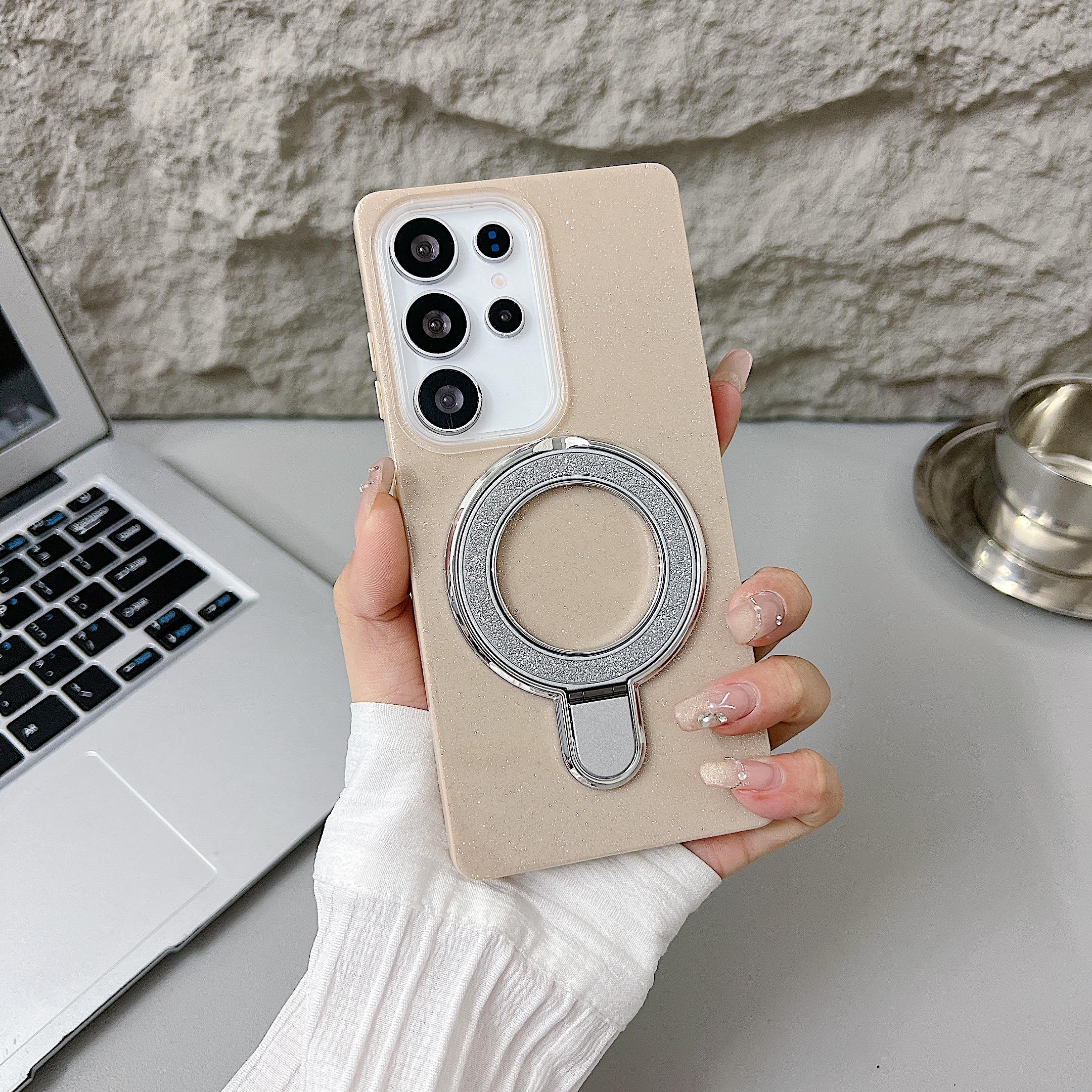 

For Samsung Galaxy S25 Ultra Magnetic Case with Kickstand Glitter Design TPU + Acrylic Phone Back Cover F