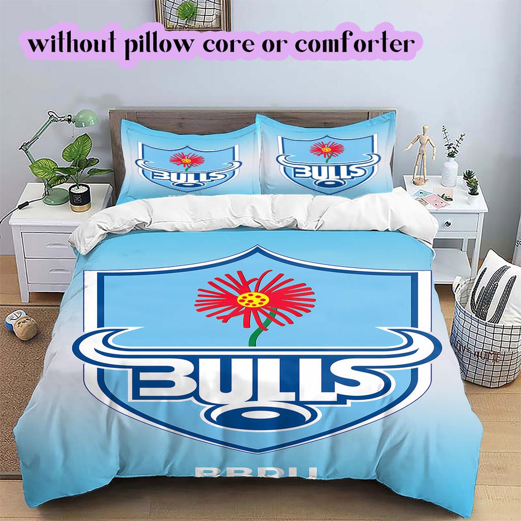 Rugby Club The Bulls Pattern Bedding,Quilt Set Quilt Cover Pillowcase Home Birthday Gift (1*duvet cover+2*pillowcase,without core)