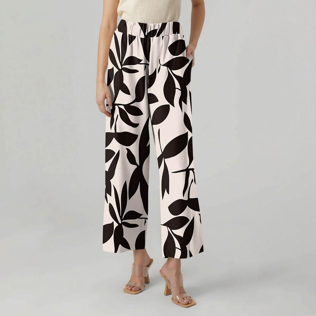 Women's Casual Fashion Printed Straight Leg Pants Pants With Pockets