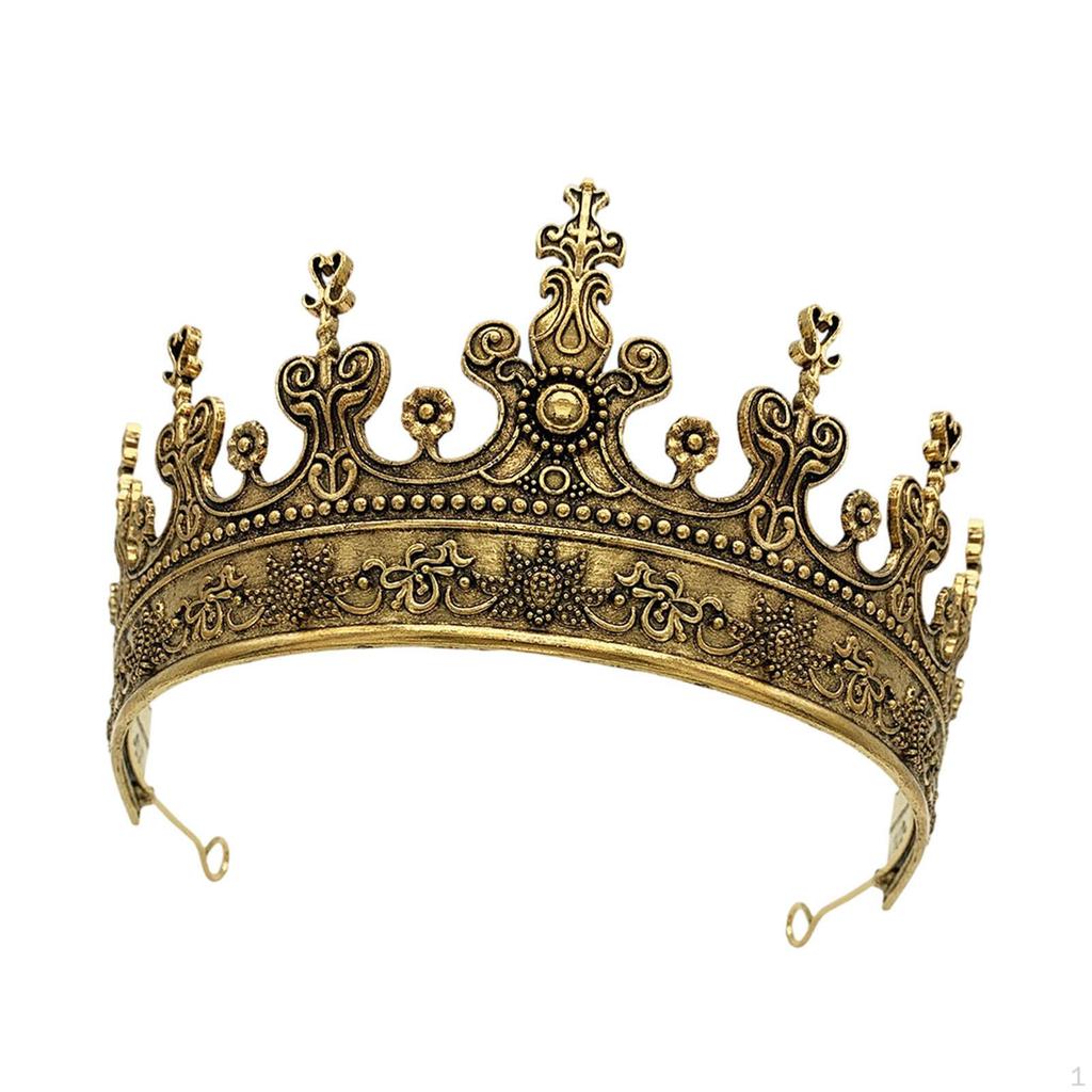 King Tiara Comfort To Wear Metal Cosplay Headpiece Medieval Crown for Anniversary Wedding Prom