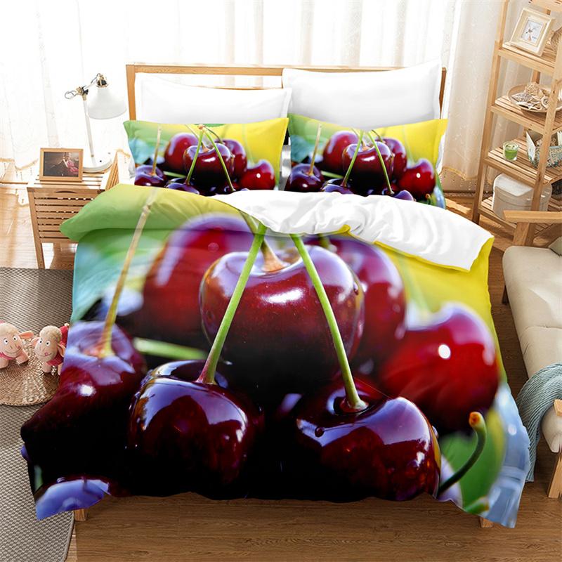 Sweet Cherry Bedding Set Lovely Kid's Duvet Cover Boys, Quilt Cover Girls Room Gorgeous Bedding King/Queen Duvet Cover Set