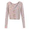 Rainbow V-Neck Cardigan Sweater: 2025 Women's Slim Fit Knitted Autumn/Winter Top